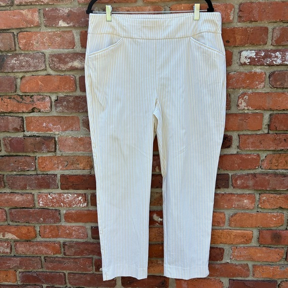 Chico's Pants - Chico’s Women's Yellow Striped Pull On Perfect Stretch Pants 2.5/14-16